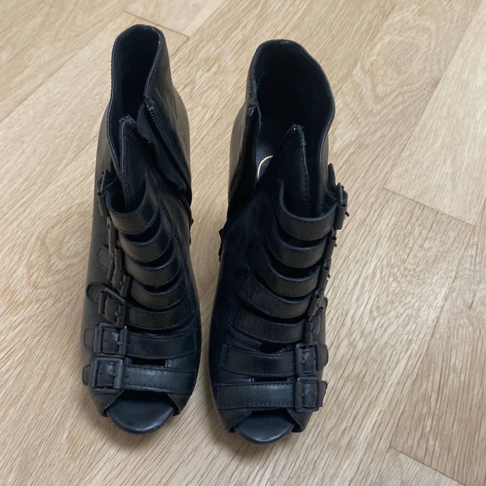 Barely Worn Ash Open Toe Buckle Bootie - image 1